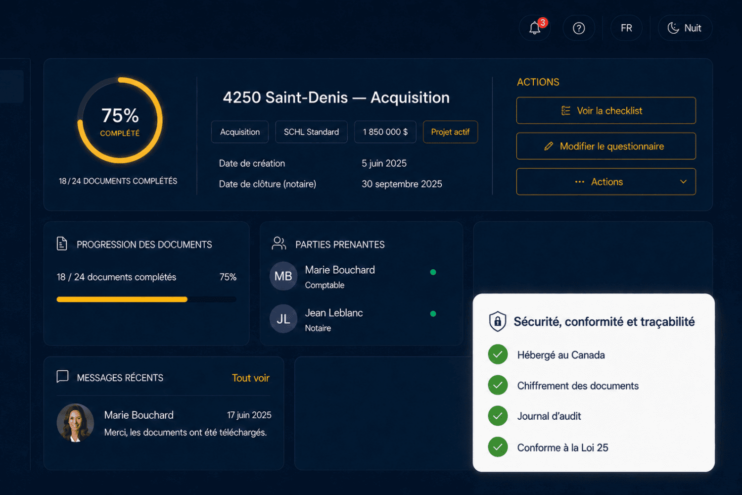 Interface du passeport numérique